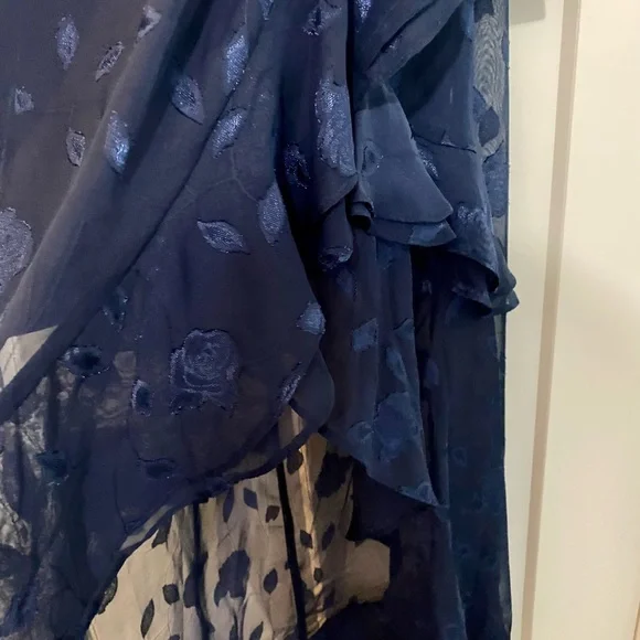 NWT! LuLus sleeveless dress overlayed in sheer lace features a high-low hemline - Picture 5 of 7